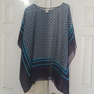 Talbots blue and white blouse